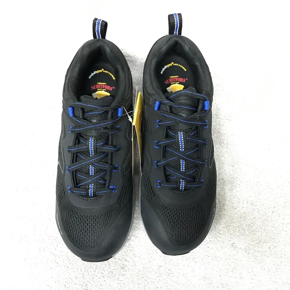 Herman‎ Survivors Cassle Men's Work Shoes Size 8 Black Blue Composite Toe Safety